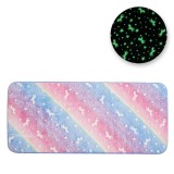 Covoras Decorativ Imitatie Blană Rainbow cu Unicorni Fluorescenti, CMCLASS
