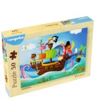 Puzzle 50 Piese Nava Pirati, Carton Presat, 30x20 cm, Varsta 4+ Ani, Fabricat in Portugalia
