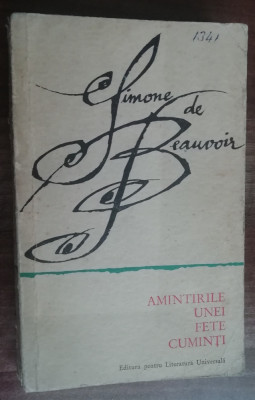 myh 50s - Simone de Beauvoir - Amintirile unei fete cuminti - ed 1965 foto