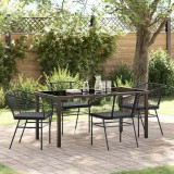 vidaXL Set de masă pentru grădină 5 pcs Negru poliratan