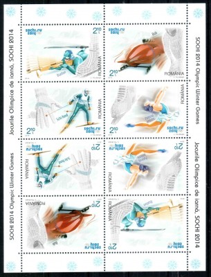 Romania 2014, LP 2014 a, Jocurile Olimpice Sochi, minicoala cu tete-beche, MNH! foto