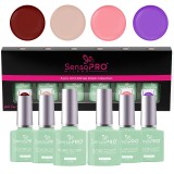 Set 4 Oje Semipermanente, Base &amp;amp; Top Coat Hema Free 10ml SensoPRO Milano, Radiance Charm