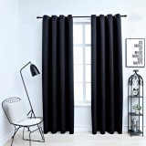 vidaXL Perdele opace cu inele, 2 buc., negru, 137x213 cm, material textil