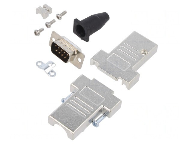 Conector D-Sub 9-Pin Tată pentru Cablu - Set Complet Negru