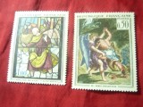 Serie Franta 1963 - Pictura Delacroix + Vitraliu , 2 valori