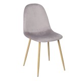 Scaun bucatarie / living fix Charlton, tapitat, otel + catifea, roz + lemn