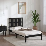 VidaXL Cadru de pat, negru, 100x200 cm, lemn masiv de pin