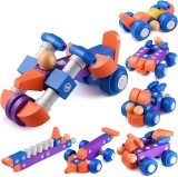 Set Blocuri de Constructie pentru copii, pentru dezvoltarea creativitatii si imaginatiei, 31 piese rezistente din ABS fara BPA, multicolor Multicolor