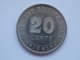 20 CENTS 1961 MALAYA AND BRITISH BORNEO-XF