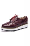 Pantofi Dama TRULAND cu Perforatii Brogue din Piele Naturala Lac cu Platforma