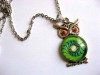 Pandantiv Bufnita Spirala Verde Albastru Negru 40mm, Bijuterie Handmade, Cadou Femei