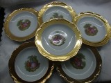SET / SERVICIU 6 FARFURII ADANCI DIN PORTELAN MITTERTEICH BAVARIA ,,MILOX,, DECORATE CU AUR DE 24 K SI MODEL FRAGONARD