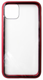Husa Magneto rosie tip capac spate aluminiu cu magnet + spate sticla securizata pentru Apple iPhone 11 Pro Max