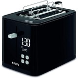 Prajitor de paine Krups KH6418 Smart&amp;#039;n Light, 2 felii, afisaj digital, 7 niveluri de rumenire, tavita pentru firimituri, functie countdown, siste