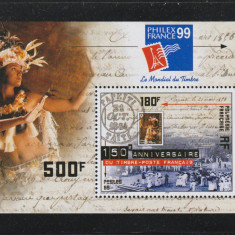Polynesia 1999-Anivers., 150 ani primul timbru francez,colita dant.,MNH,Mi,Bl.24