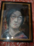 Tablou - Portret - semnat Mathilda Ulmu ,ulei pe carton , dim.=47x35cm partea pi, Portrete, Altul