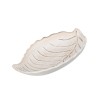 Platou decorativ din lemn, Model Frunza, 18x13x3.5 cm, Alb/Bej, ATU-083832, Oem