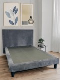 Pat Milano Premium din Lemn Masiv - 140&times;200 cm Albastru / Pat + Saltea