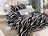 Lenjerie pat 1 PERSOANA BUMBAC FINET 4 piese Jojo Home Alb-Negru animal print