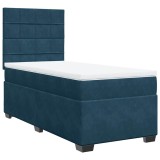 Cumpara ieftin Pat continental cu saltea, albastru, 80x200 cm, catifea