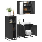 VidaXL Set mobilier de baie, 3 piese, negru, lemn compozit