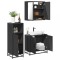vidaXL Set mobilier de baie, 3 piese, negru, lemn compozit 3300945