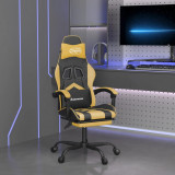 VidaXL Scaun de gaming cu suport picioare negru/auriu, piele ecologică