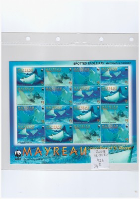 WWF MAYREAU 2009-Bloc cu 4 serii de timbre nestampilate. Spoted eagle ray foto