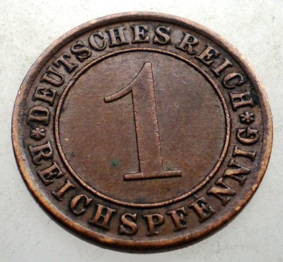B.175 GERMANIA WEIMAR 1 REICHSPFENNIG 1933 A foto