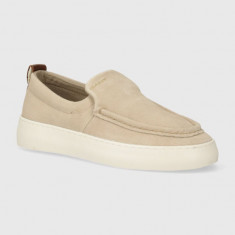 Gant mocasini din piele intoarsa Lawill femei, culoarea bej, cu toc plat, 28573565.G24