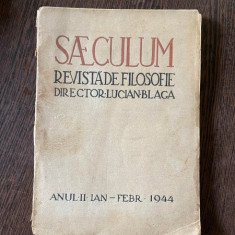Saeculum. Revista de filosofie, director Lucian Blaga Anul II - Ian-Feb 1944