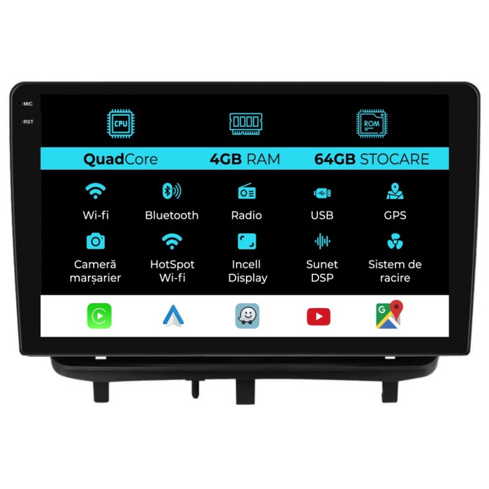 Navigatie Dedicata Opel Corsa D (2006-2014),QuadCore, 9Inch, 4Gb Ram, 64Gb Stocare, Carplay