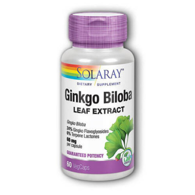 Ginkgo Biloba, 60MG, 60cps, Solaray foto