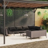 Cumpara ieftin Set mobilier de grădină cu perne,10 piese,gri &icirc;nchis, poliratan