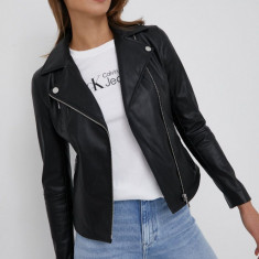 Armani Exchange geaca ramones femei, culoarea negru, de tranzitie