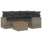 Set canapea de gradina cu perne, 5 piese, gri, poliratan