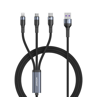 Cablu USB Joyroom 3in1 - USB Tip C / Micro USB / Lightning 66W 6A 1,2m Negru (S-1260G5) foto