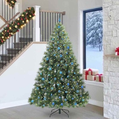 vidaXL Brad de Crăciun artificial cu 300 LED Verde 240 cm PE și PVC 3397881 foto