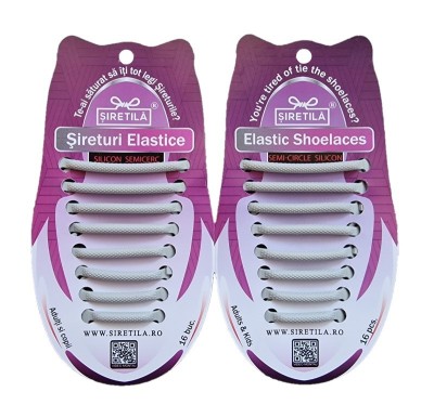 GRI - Sireturi Elastice din Silicon pentru pantofi sport, functie NO TOUCH, 5MM, FERME, SIRETILA foto
