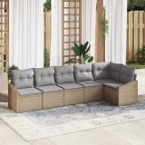 Cumpara ieftin Set de canapele de grădină , 6 piese, cu perne bej din rattan sintetic