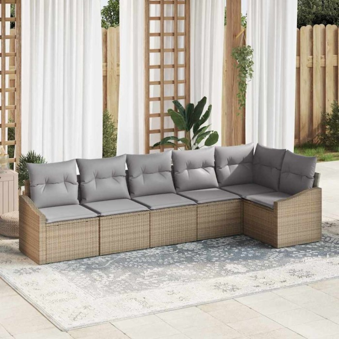 vidaXL Set de canapele pentru grădină 6 pcs Bej Rattan poli 3346740