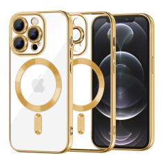 Husa premium iPhone 12 Pro Techsuit Luxury Crystal MagSafe, auriu foto
