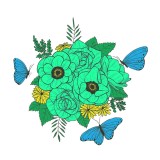 Sticker decorativ, Buchet de flori, Verde Tiffanie, 60 cm, 1170ST-13