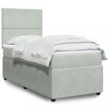 VidaXL Pat box spring cu saltea, gri deschis, 90x190 cm, catifea 3292208