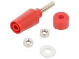 Soclu banană roșie 4mm 32A pe panou 45mm alamă