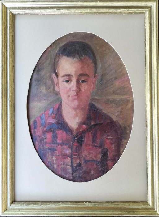Portret de copil, pictură veche, nesemnată
