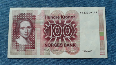 100 Kroner 1994 Norvegia / coroane seria 6122200159 foto