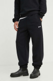 MSGM pantaloni de trening din bumbac culoarea negru, neted, 2000MP500.200001