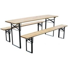 Set mobilier gradina/terasa, pliabil, 1 masa, 2 banci, 200&nbsp;cm, Dortmund