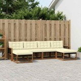vidaXL Set de canapele de exterior cu pernă 6 pcs Natural și Crem 3381598